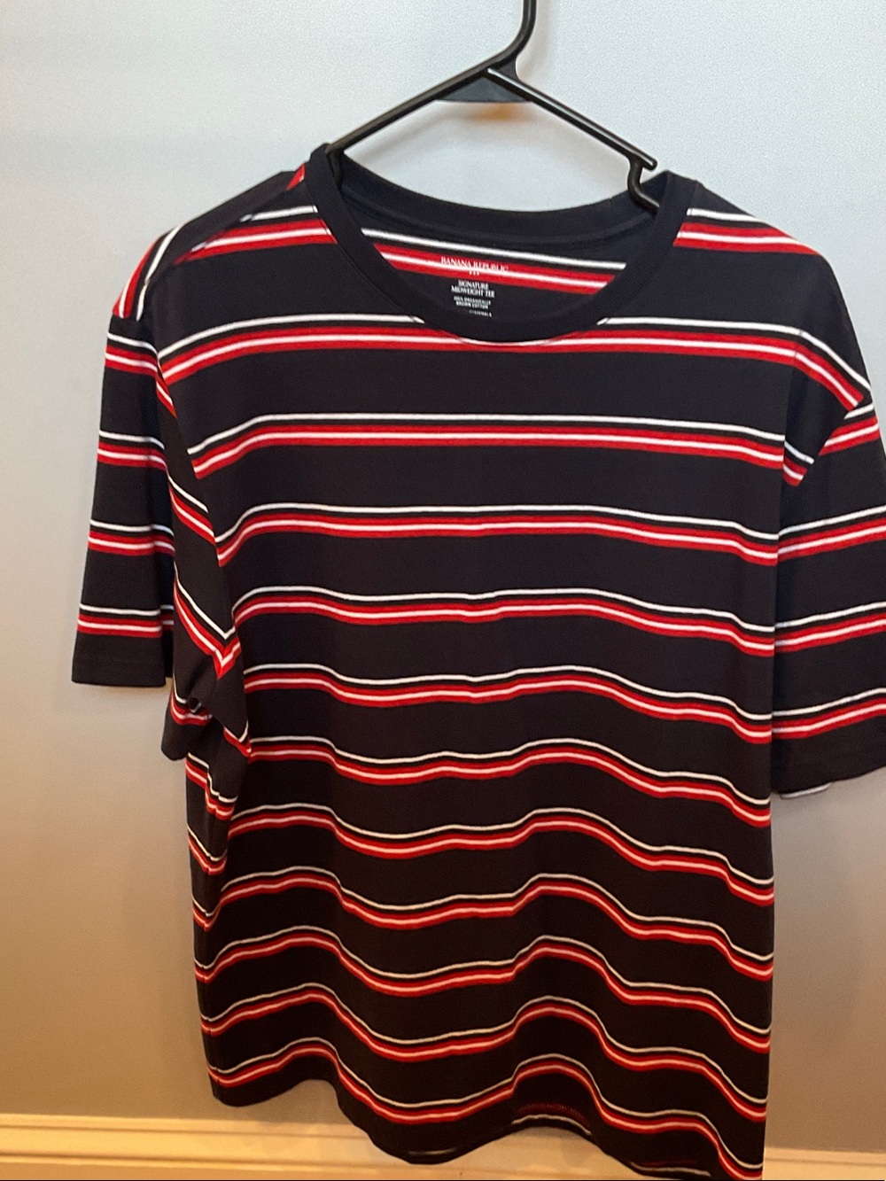 Banana Republic Navy Tee with Red & White Stripes